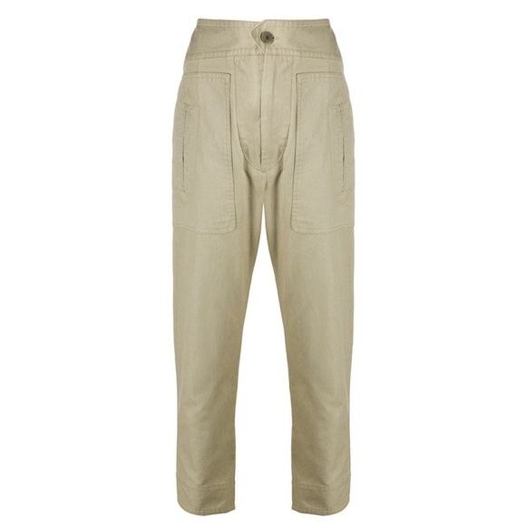 Isabel Marant Etoile Raluni Cropped Pouch Pocket Pants in Light Beige 34 US 2 - Picture 1 of 16